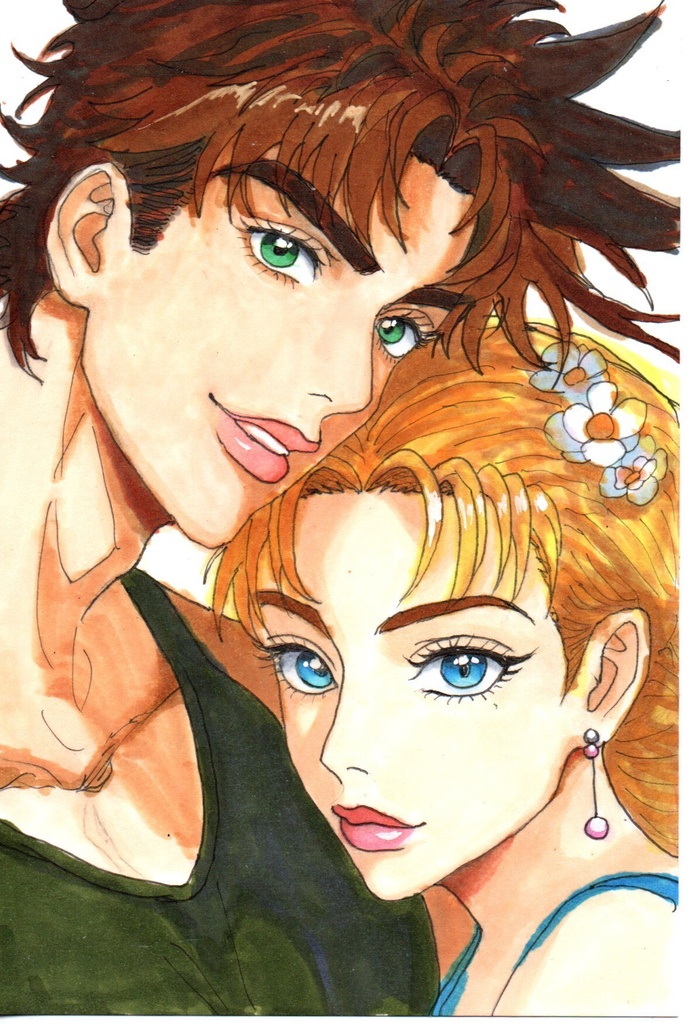 超美品!精密複製画 ジョジョの奇妙な冒険 ジョセフ・ジョースター スージーQ ファンアート 手描きイラスト コピック