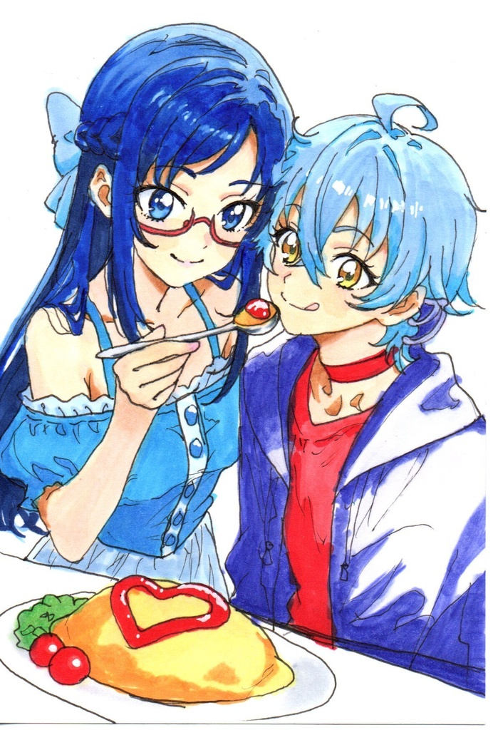 超美品!原画 イラりつ ドキドキプリキュア ファンアート 手描きイラスト コピック ポストカード はがきサイズ