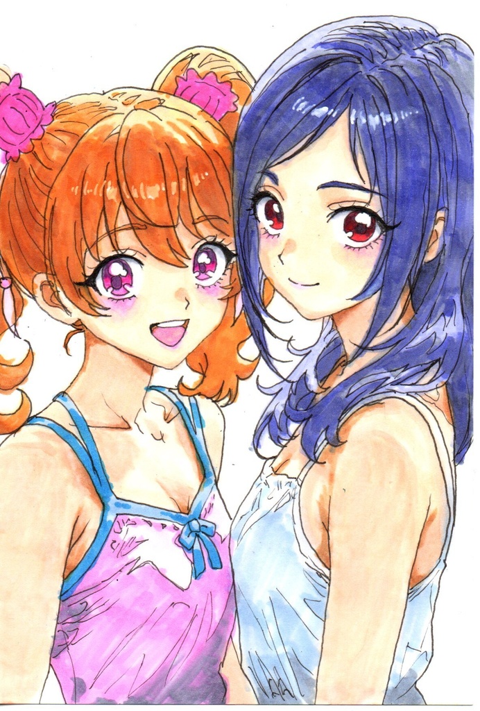 超美品!精密複製画 ラブせつ フレッシュプリキュア ファンアート 手描きイラスト コピック