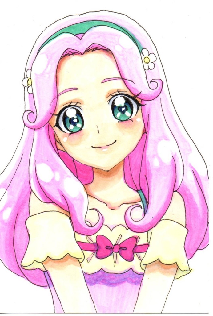 超美品!原画 花海ことは 魔法つかいプリキュア ファンアート 手描きイラスト コピック ポストカード はがきサイズ
