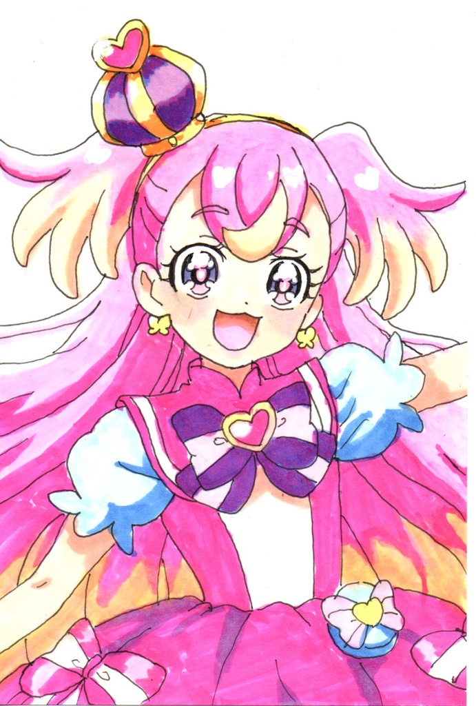 超美品！精密複製画　キュアワンダフル　わんだふるぷりきゅあ　ファンアート　手描きイラスト　コピック　L版