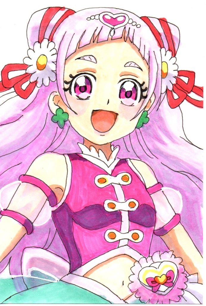 超美品！原画　キュアエール　HUGっとプリキュア　ハグプリ　ファンアート　手描きイラスト　コピック　ポストカード　はがきサイズ　