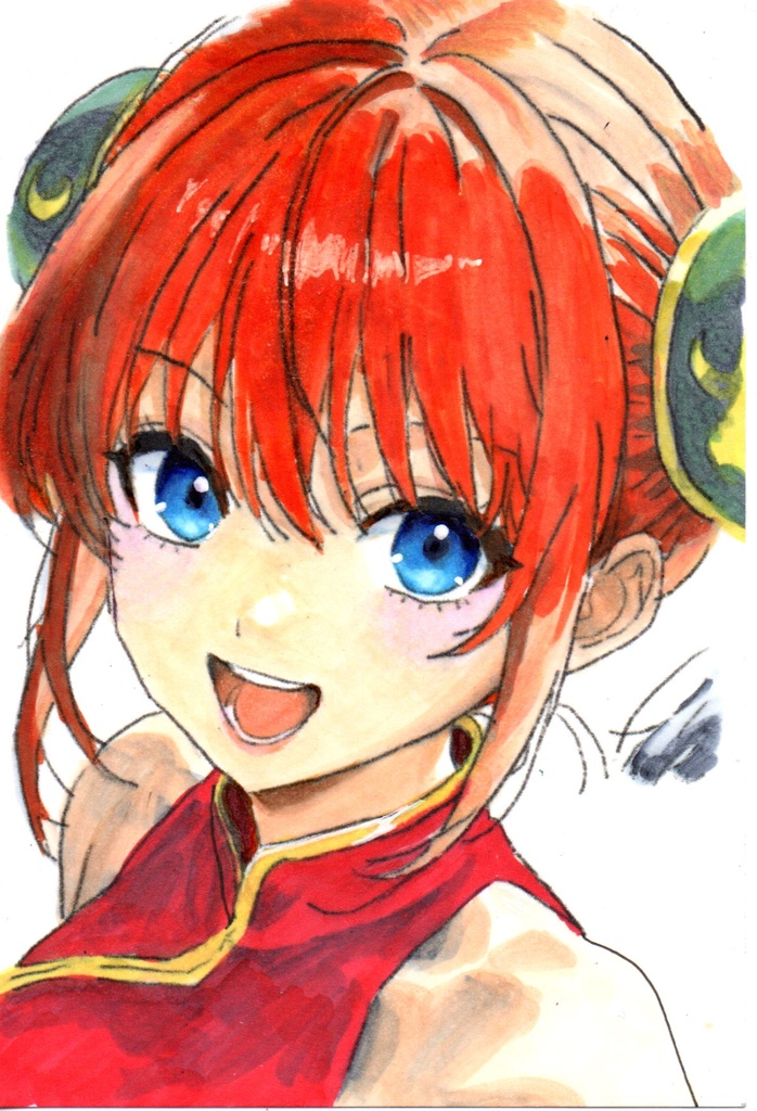 超美品！精密複製画　神楽　銀魂　ファンアート　手描きイラスト　コピック　