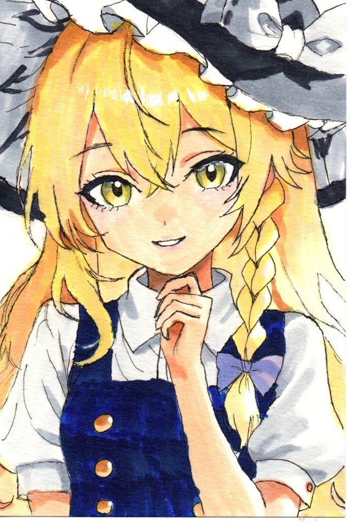 超美品！精密複製画　魔理沙　東方プロジェクト　ファンアート　手描きイラスト　コピック