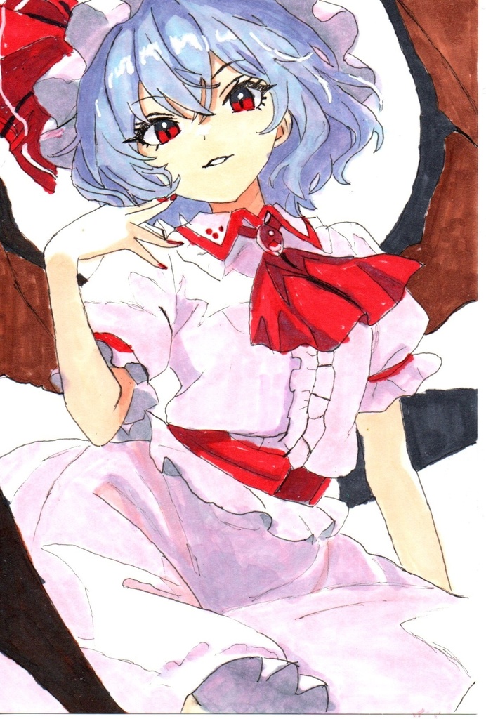 超美品！精密複製画　レミリア・スカーレット　東方プロジェクト　ファンアート　手描きイラスト　コピック