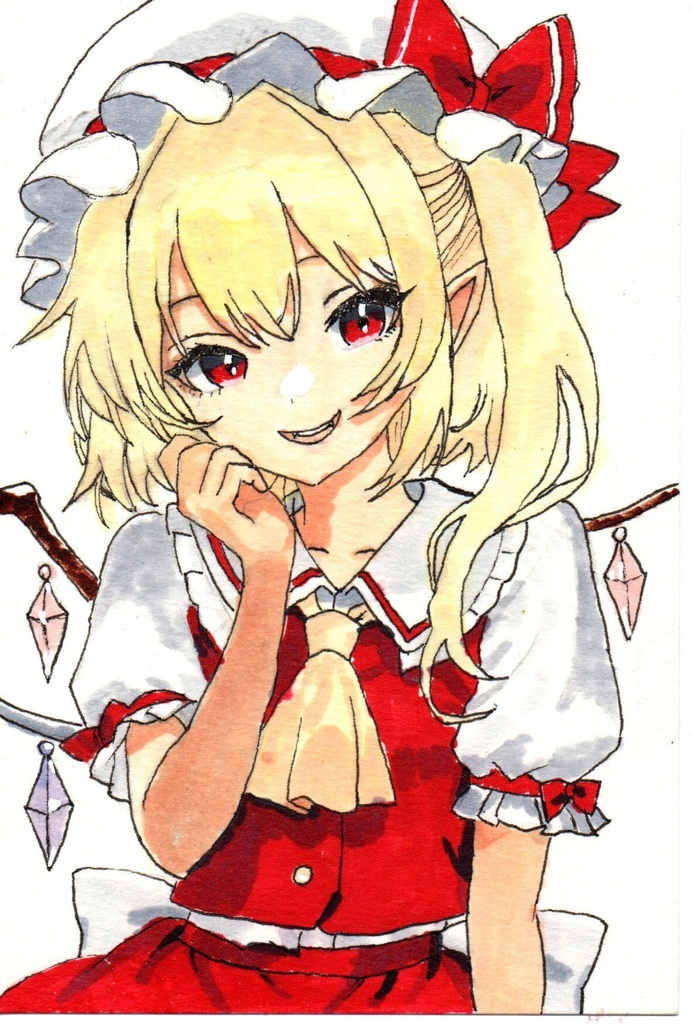 超美品！精密複製画　フラン　東方プロジェクト　ファンアート　手描きイラスト　コピック