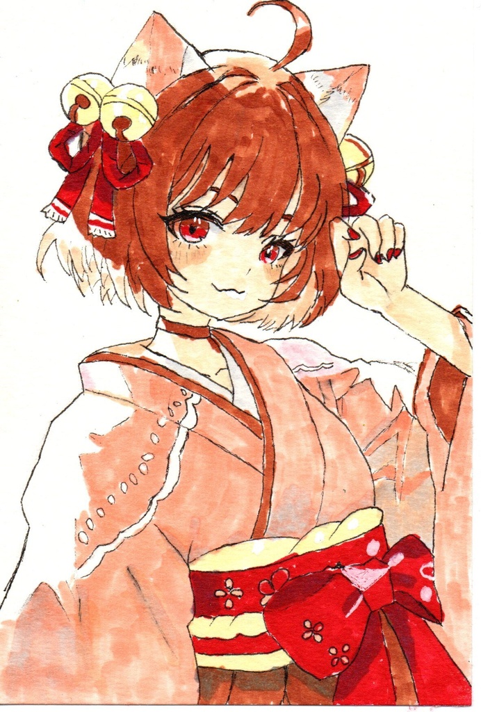 超美品！精密複製画　一姫　じゃんたま　ファンアート　手描きイラスト　コピック