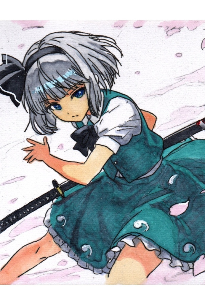 超美品!精密複製画 妖夢 東方プロジェクト ファンアート 手描きイラスト コピック