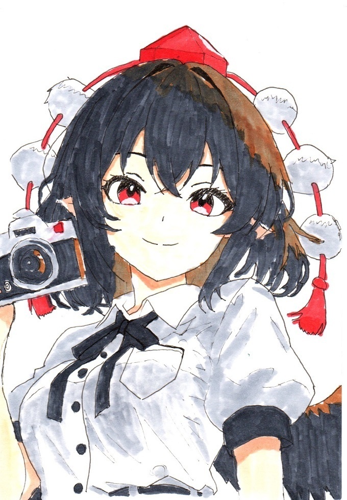 超美品！精密複製画　射命丸文　東方プロジェクト　ファンアート　手描きイラスト　コピック