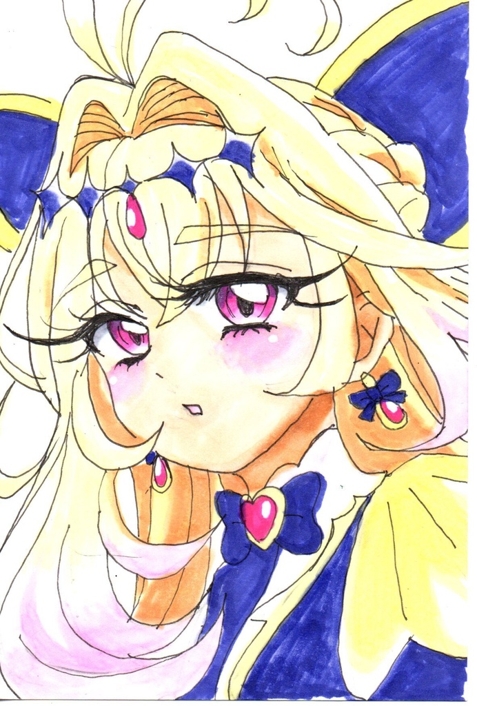 超美品!原画 キュアアルカナ・シャドウ 名探偵プリキュア ファンアート 手描きイラスト コピック