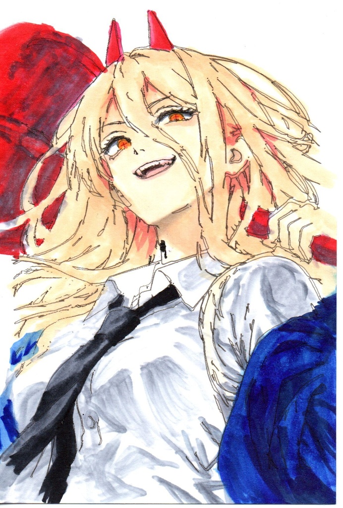 超美品！原画　パワー　チェンソーマン　ファンアート　手描きイラスト　コピック