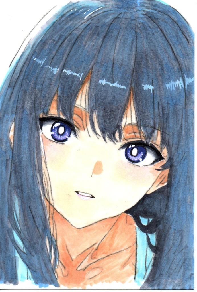 超美品！精密複製画　井上たきな　リコリス・リコイル　ファンアート　手描きイラスト　コピック