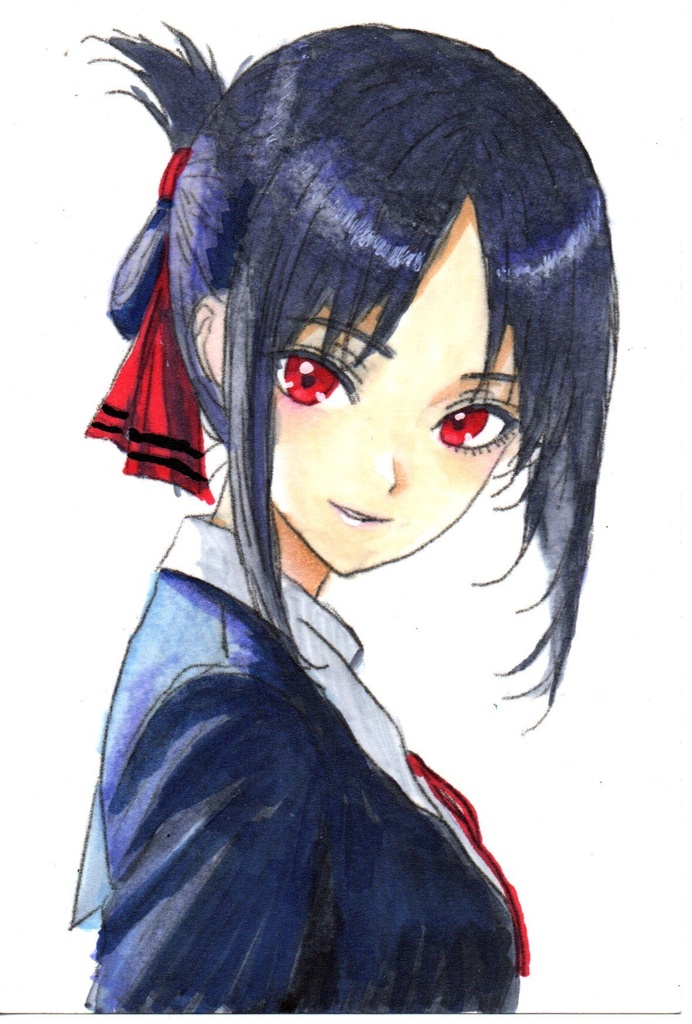 超美品！精密複製画　四宮かぐや　かぐや様は告らせたい　ファンアート　手描きイラスト　コピック