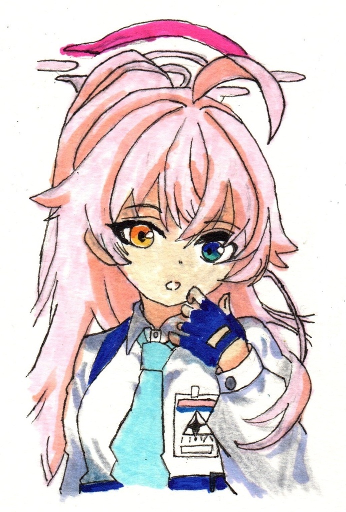 超美品！精密複製画　小鳥遊ホシノ　ブルーアーカイブ　yun　ティーファミリー　ファンアート　手描きイラスト　コピック