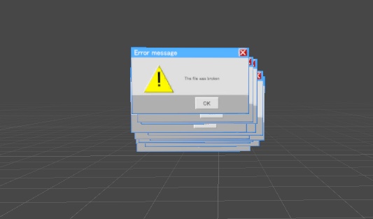 多重エラーメッセージウィンドウパーティクル