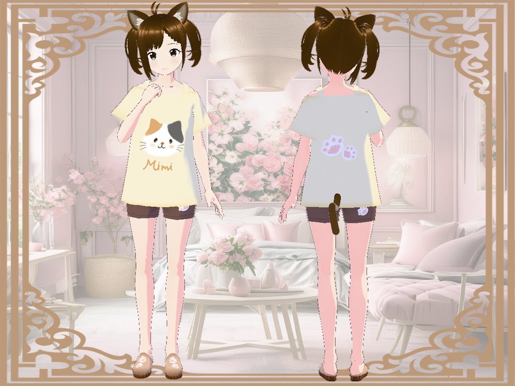 居家服套裝mimi(貓-米黃)
