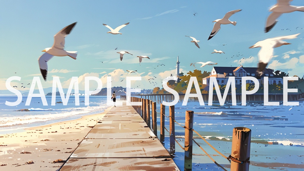 《唯美海邊-海洋背景素材包(AI 原創)》