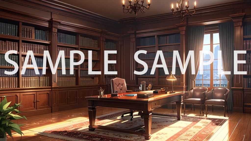 《唯美圖書館背景素材包(AI 原創)》