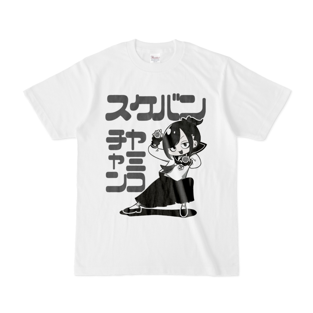 スケバン闇子ちゃん白Tシャツ（白黒）
