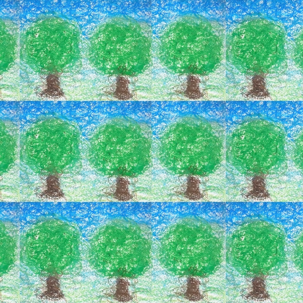 クレヨンで描いた森