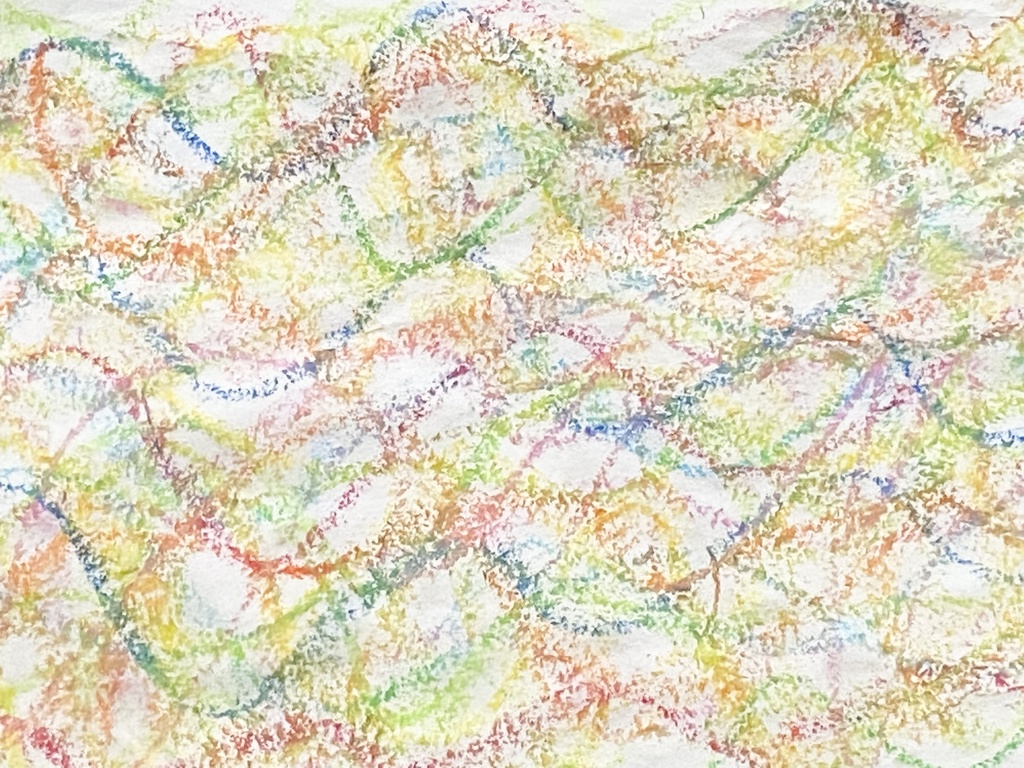 クレヨンで描いた世界、色の交差