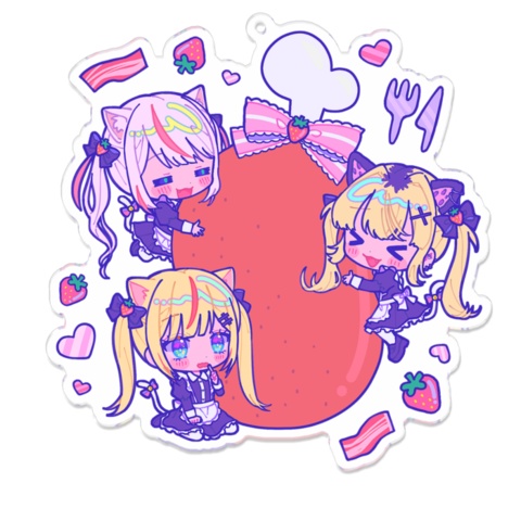 【完全受注生産】スタンド付きアクリルキーホルダー/いちごやきにくランチ/Vtuber/(izumi様イラスト)