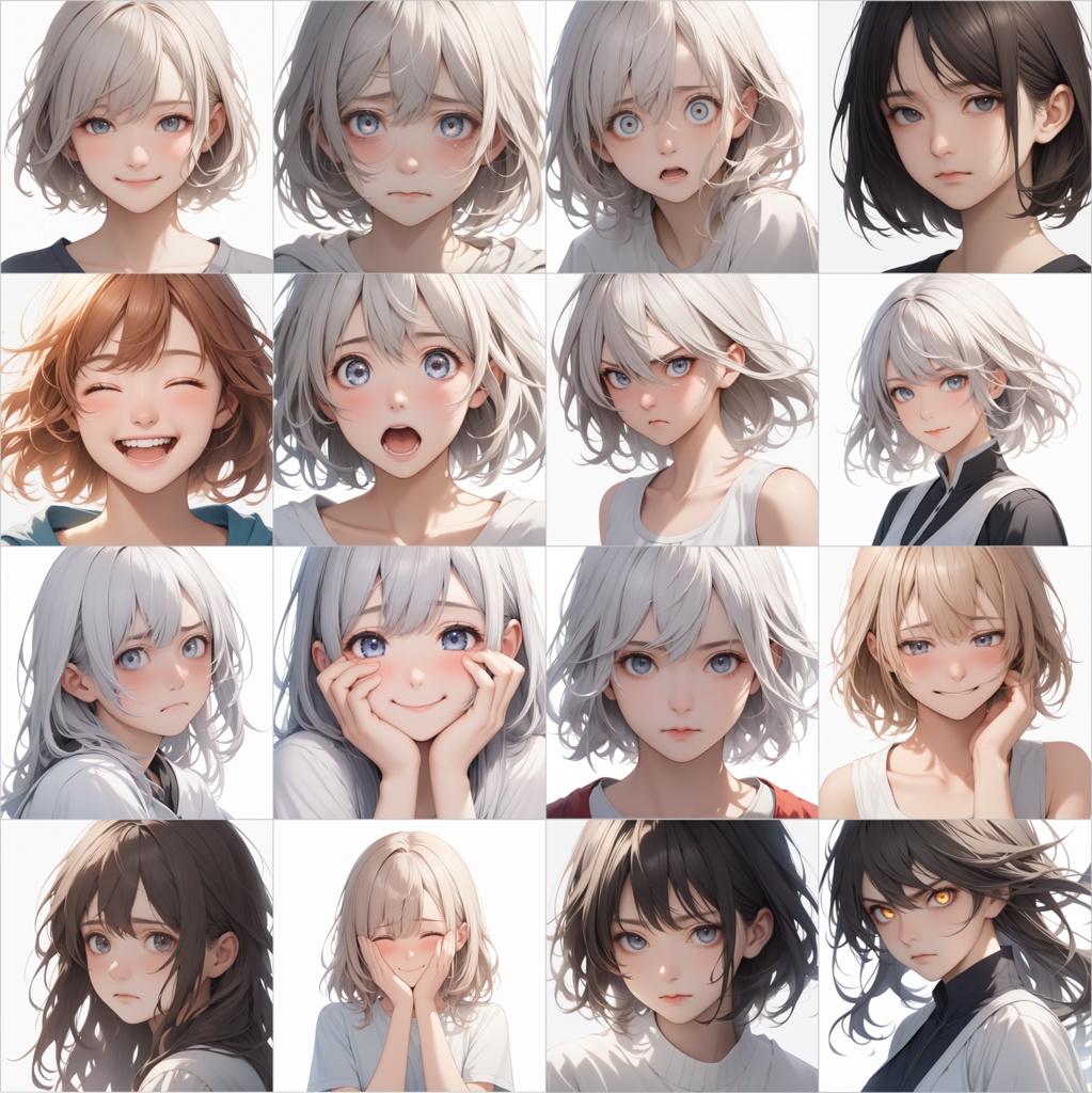 【Stable Diffusion作例集】AIイラスト 表情素材集 238枚|プロンプト・CSV同梱