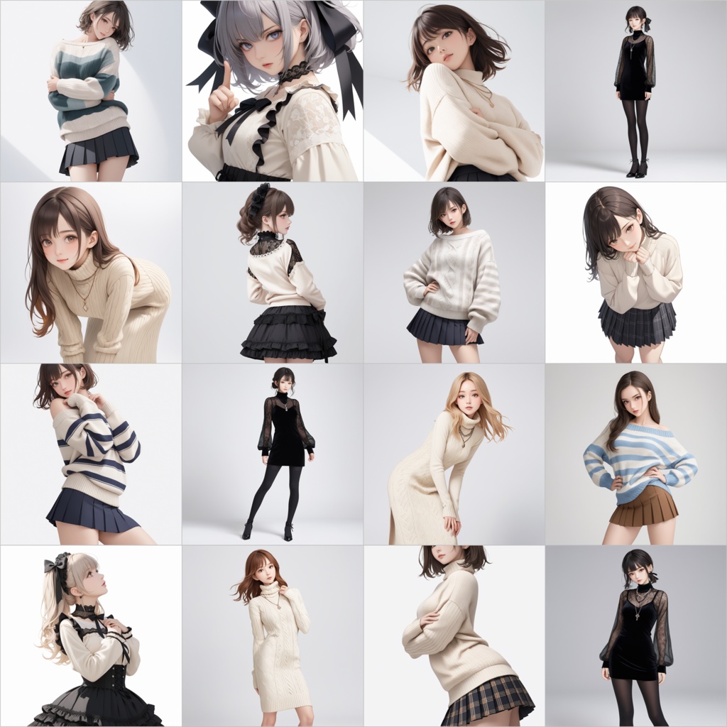 【Stable Diffusion作例集】AIイラスト 立ちポーズ素材集 4510枚|プロンプト・CSV同梱