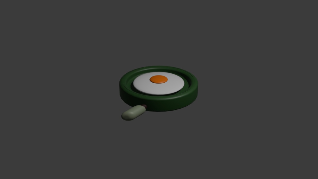 3Dモデル（フライパンと卵焼き）