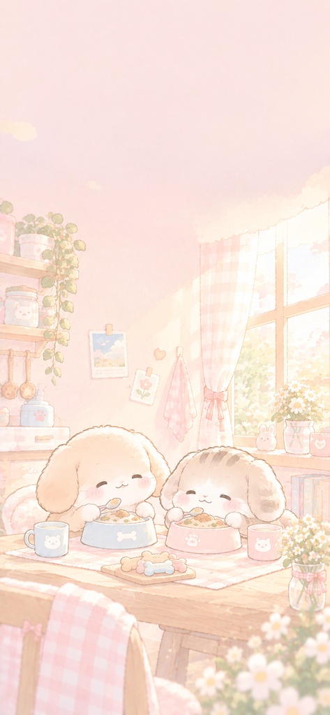 ねこといぬの癒し壁紙｜パステルかわいいスマホ壁紙