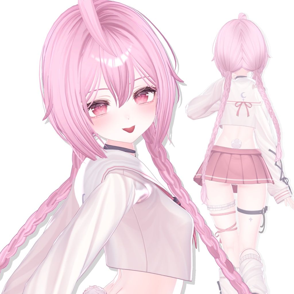 【9 アバター対応】【VRC Hair】 Braid Twintail Hair