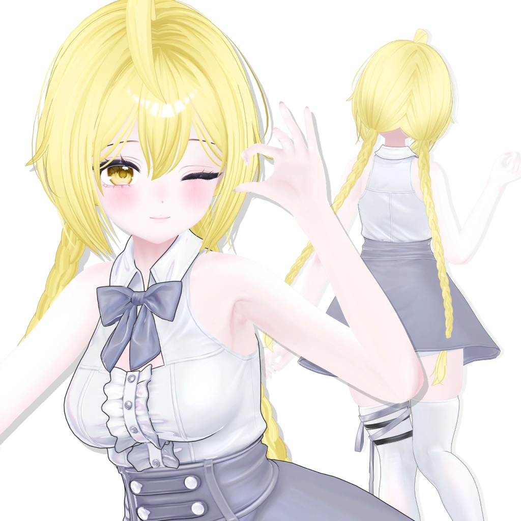 【9 アバター対応】【VRC Hair】 Braid Twintail Hair
