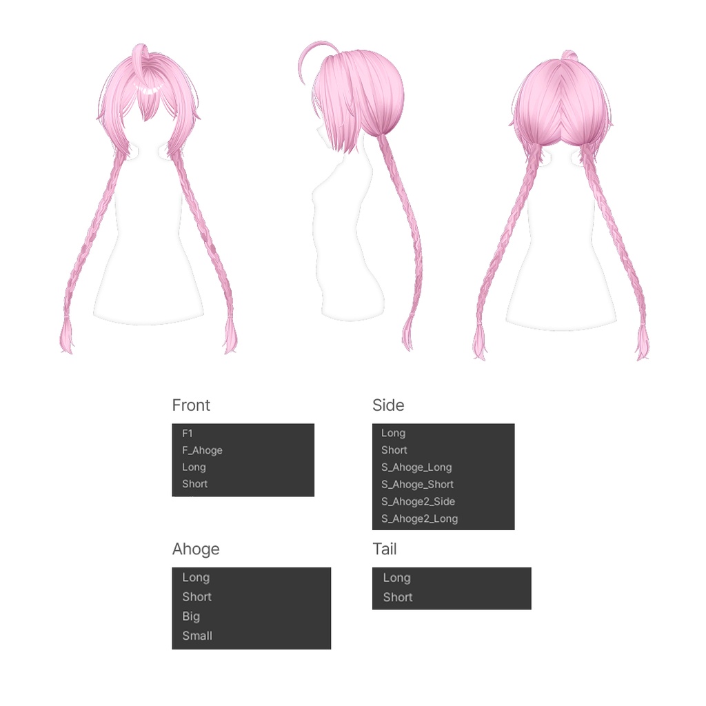 【9 アバター対応】【VRC Hair】 Braid Twintail Hair