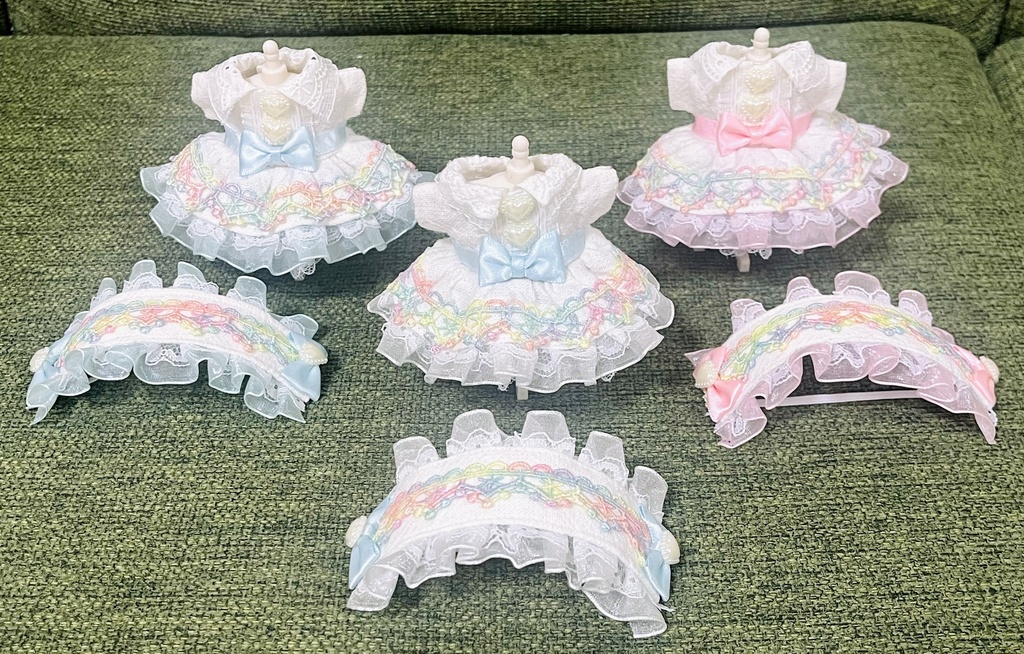 虹色レースの麻ワンピース