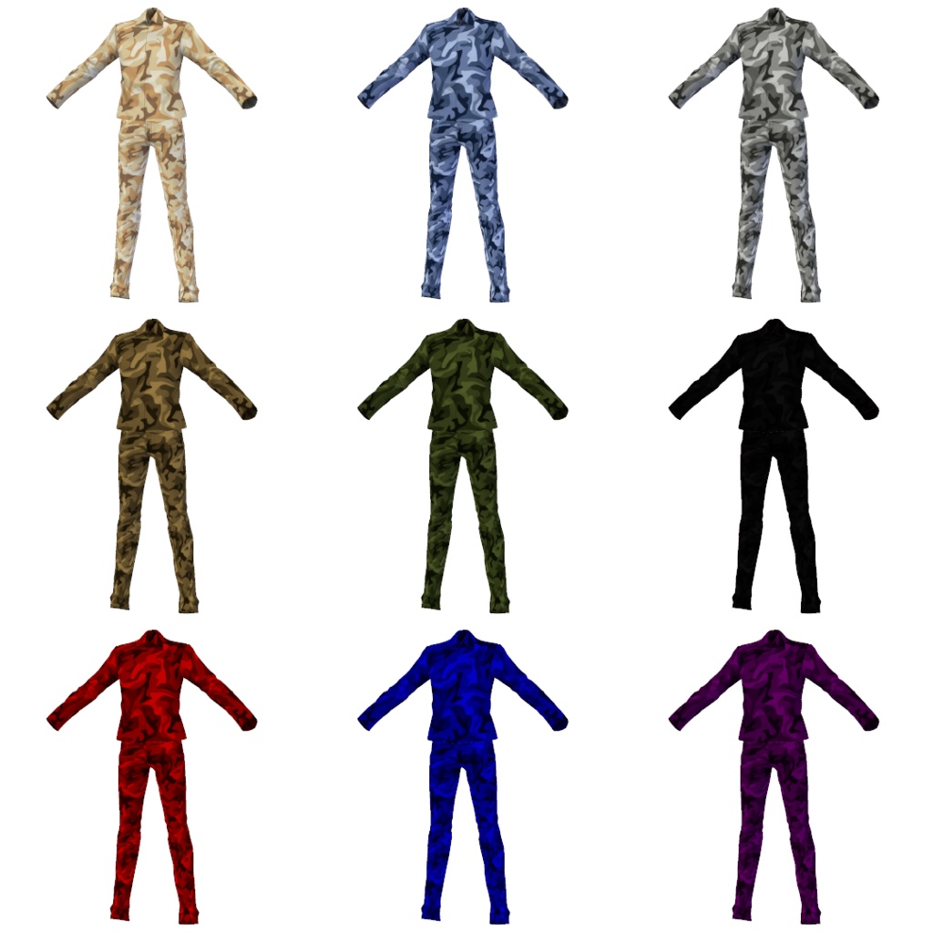【無料版有】迷彩服&作業着【VRoid】