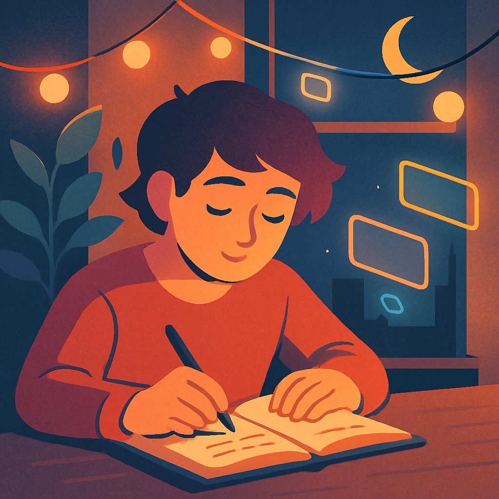夜の執筆タイム・ルームイラスト｜Night Writing Time 　2枚セット