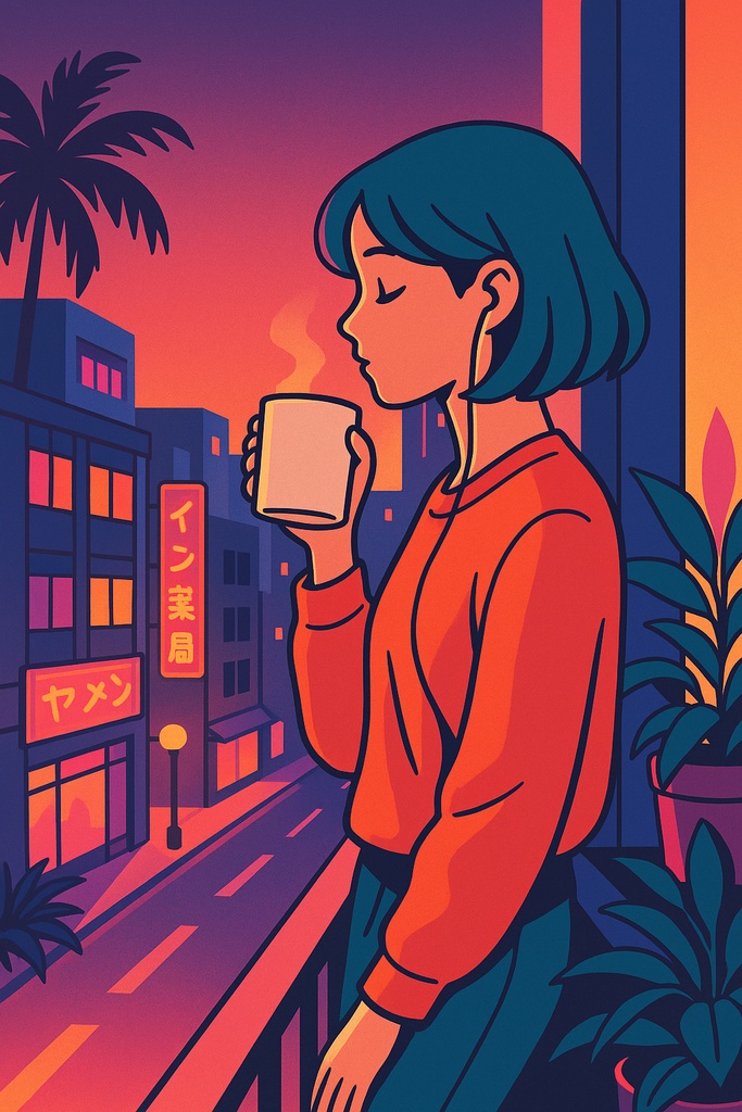 【AIイラスト8枚セット】シティポップ×チルライフスタイル コレクション AI Citypop Chill Life: 8-piece Retro Illustration Set