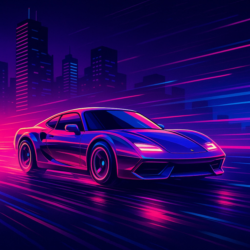 レトロフューチャー・シティポップイラストセット(ネオンサンセット&バーチャルフレンズ)