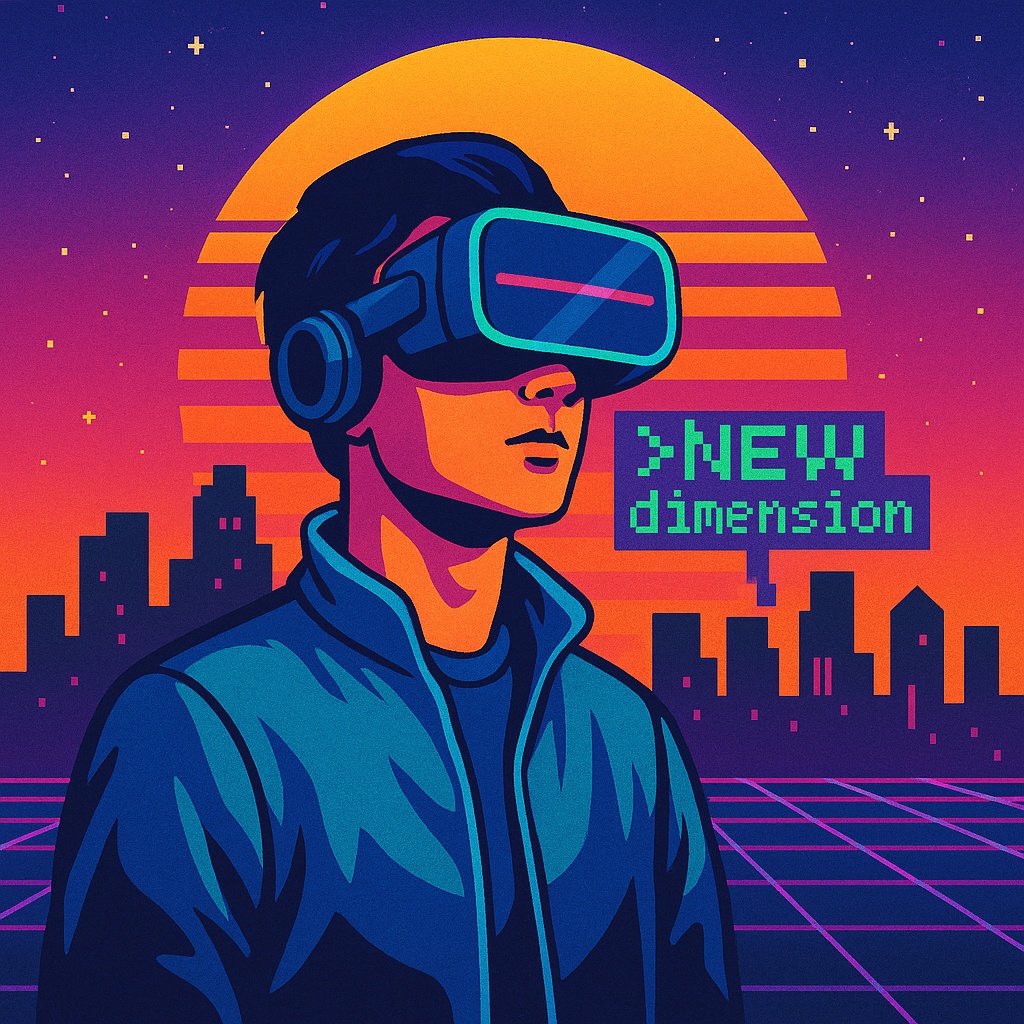 レトロフューチャー・シティポップイラストセット(ネオンサンセット&バーチャルフレンズ)