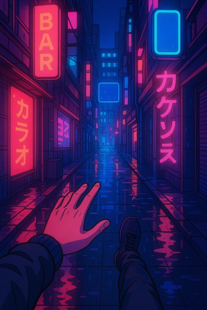 レトロフューチャー・シティポップイラストセット(ネオンサンセット&バーチャルフレンズ)