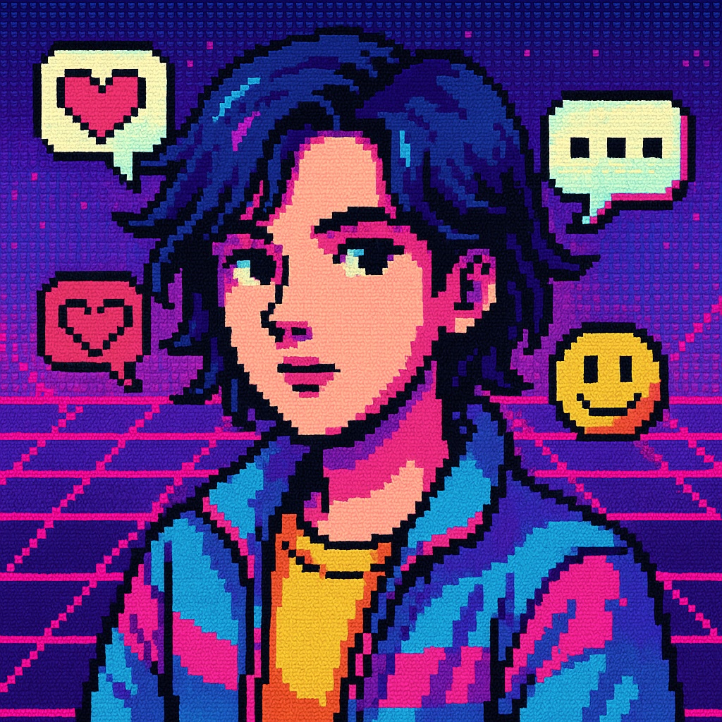 レトロフューチャー・シティポップイラストセット(ネオンサンセット&バーチャルフレンズ)