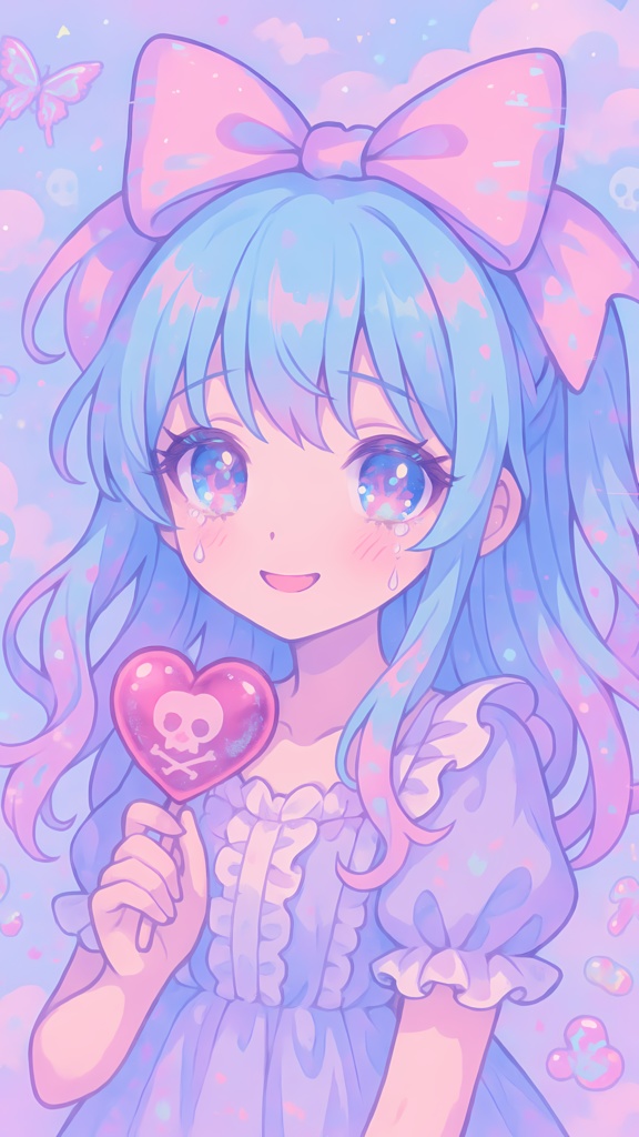 【夢かわ闇ポップ壁紙セット】YamiPop Pastel Collection|ガーリー推し色5枚パック(AI生成・高解像度PNG)