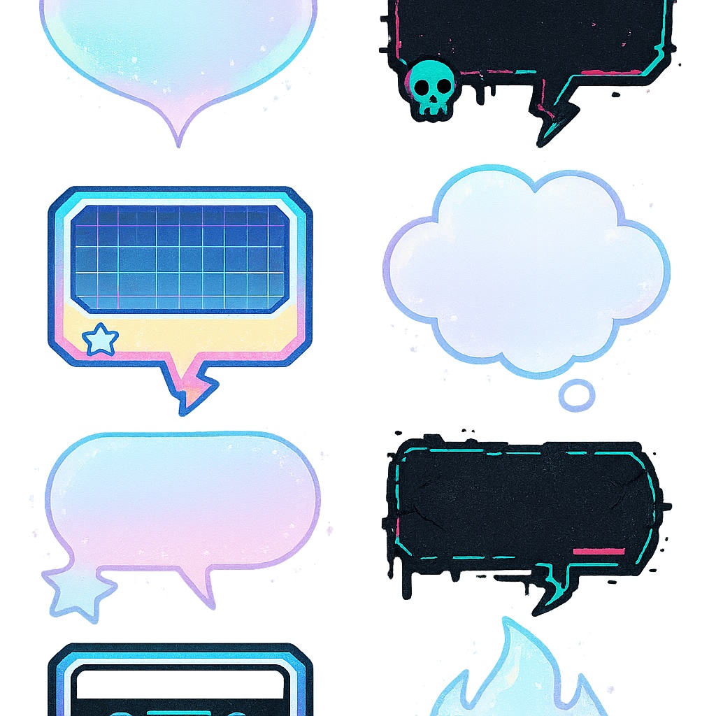 AI生成・サイバー吹き出し・多系統コレクションセット