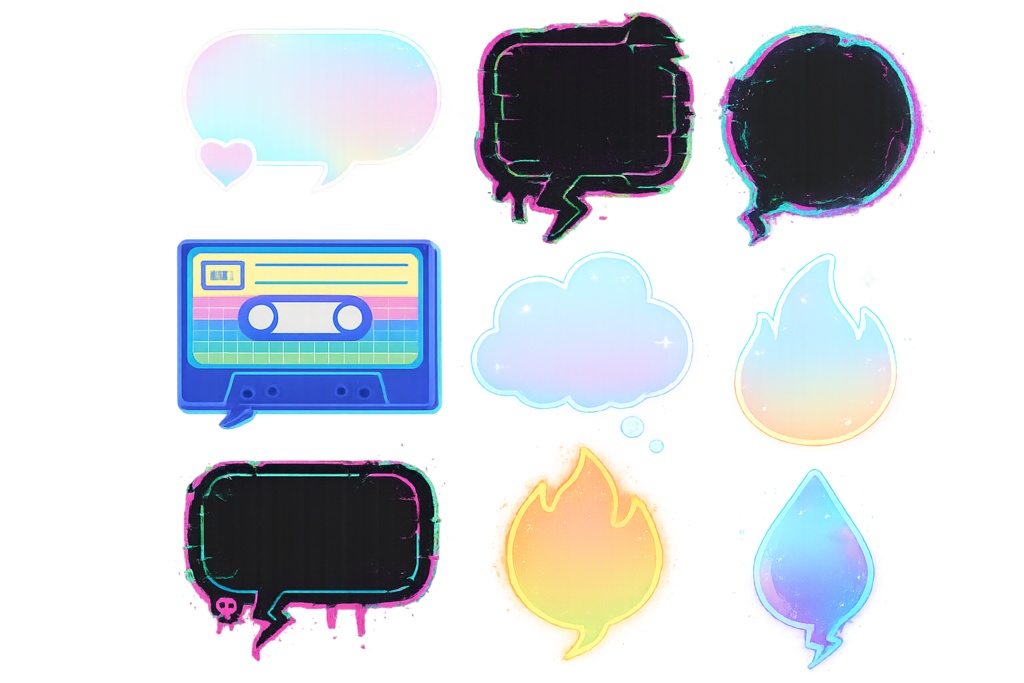 AI生成・サイバー吹き出し・多系統コレクションセット