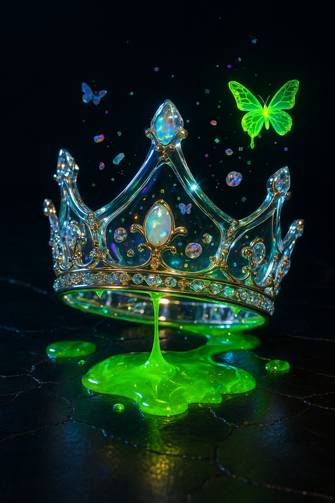 ネオン蝶とガラス細工の幻想アイテム30点壁紙セット – 闇ポップ毒菓子の遺産