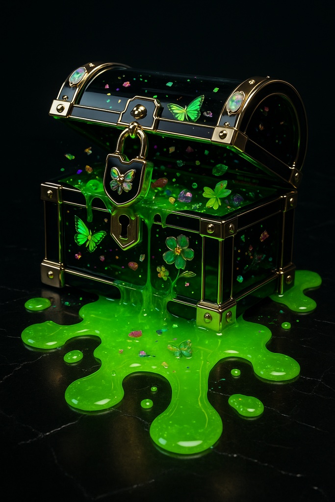 ネオン蝶とガラス細工の幻想アイテム30点壁紙セット – 闇ポップ毒菓子の遺産