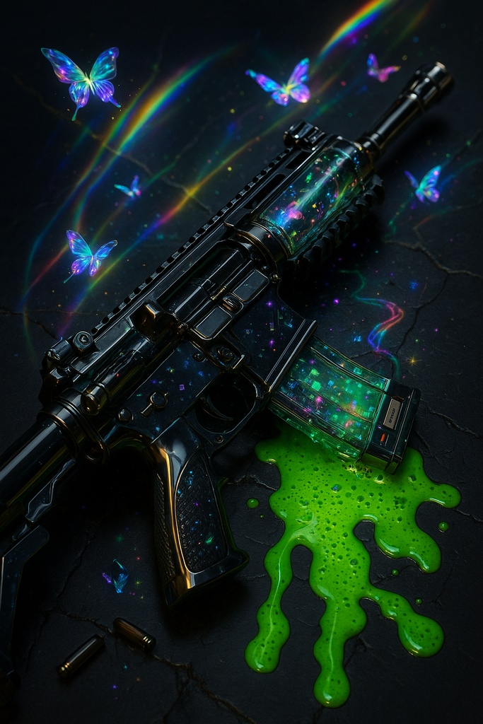 ネオン蝶とガラス細工の幻想アイテム30点壁紙セット – 闇ポップ毒菓子の遺産