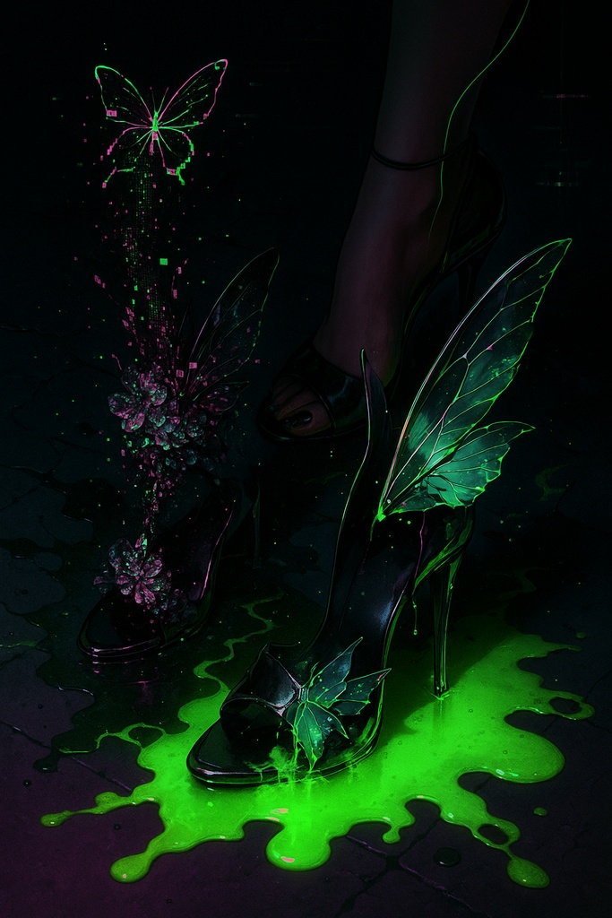 ネオン蝶とガラス細工の幻想アイテム30点壁紙セット – 闇ポップ毒菓子の遺産