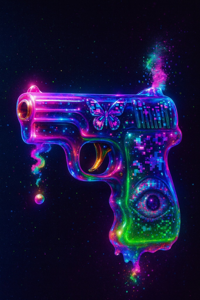 ネオン蝶とガラス細工の幻想アイテム30点壁紙セット – 闇ポップ毒菓子の遺産