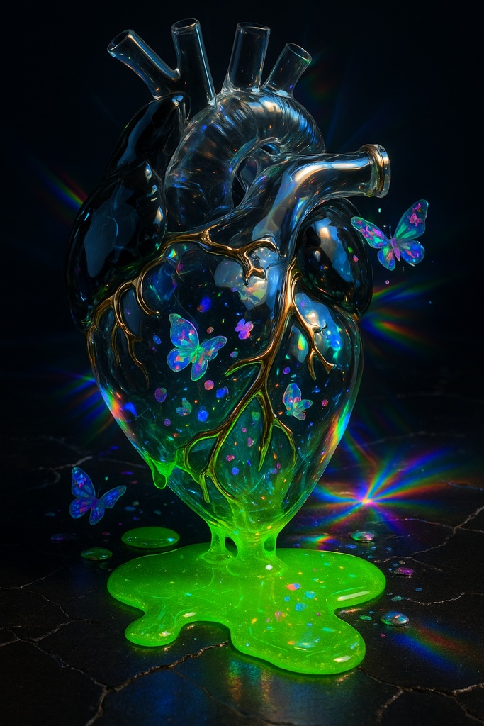 ネオン蝶とガラス細工の幻想アイテム30点壁紙セット – 闇ポップ毒菓子の遺産